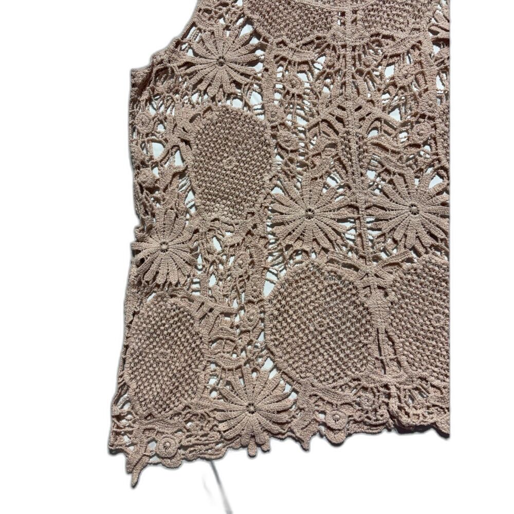 Olivia Sky Cotton Crochet Tank Top Boho Open Knit Floral Medallion Size XL - Picture 11 of 14